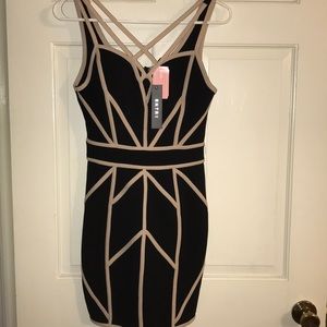 Black & tan body con dress. NWT.